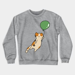 Green Balloon Calico Cat Crewneck Sweatshirt